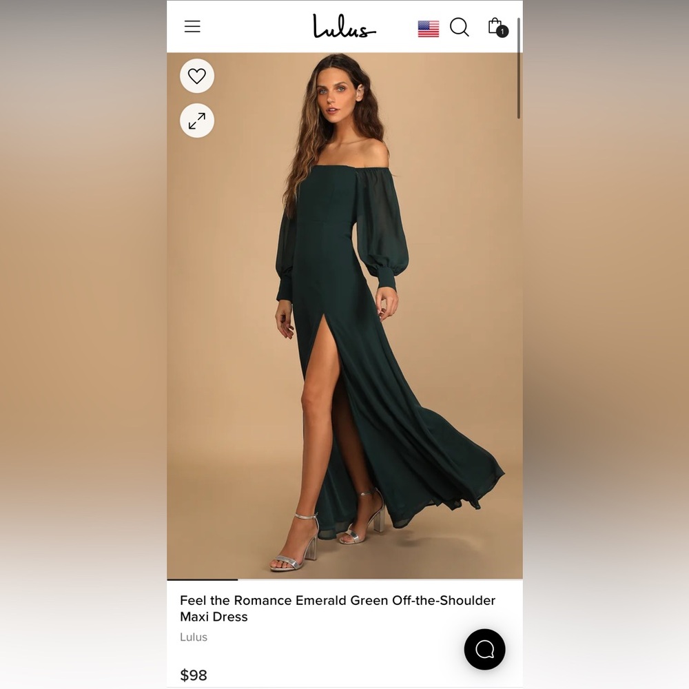 Feel the Romance Emerald Green Off-the-Shoulder Maxi Dress